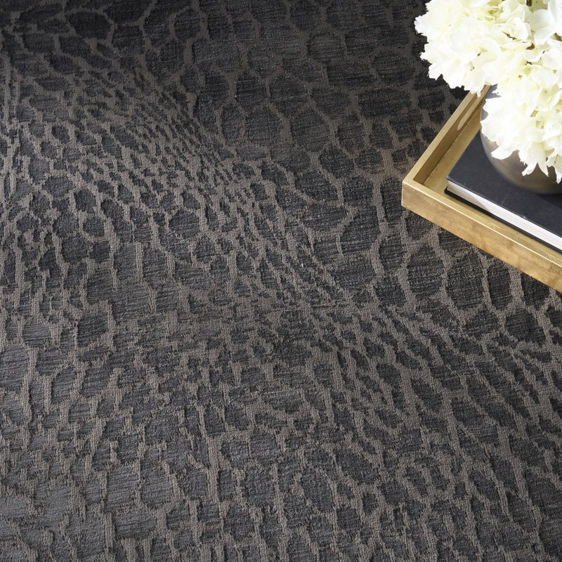 Orren Ellis Lurette Charcoal Silver Modern Indoor Rug, Rectangle 9' x 12'