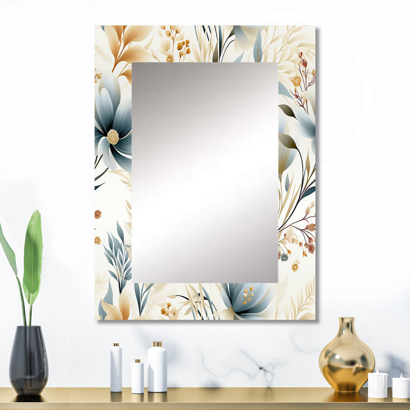 Motif éthéré neutre de Boï de Yaovi - miroir décoratif floral, miroir mural de chalet, impression d'art en métal