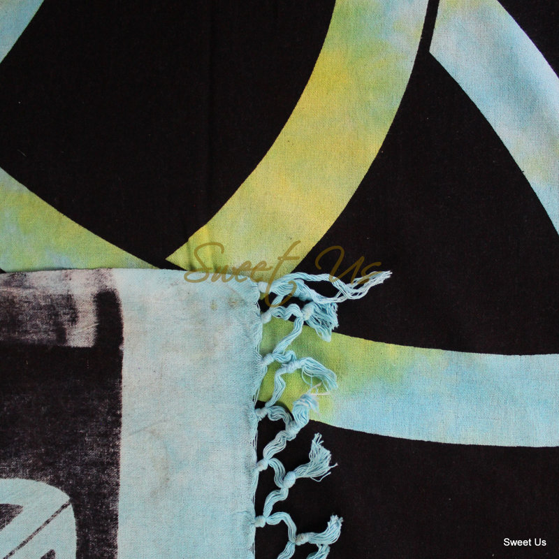 Tapisserie en coton Celtic Tie Dye, H 70 po x l 104 po, Bleu