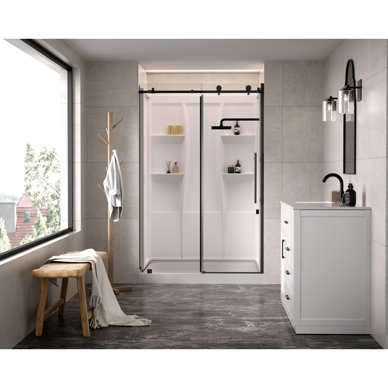 Sterling Alcove Shower Wall Surround in Glossy White, 72" H x 48" W x 36" D