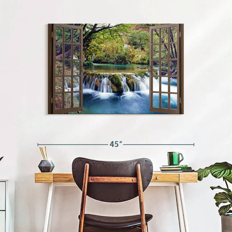Fenêtre ouverte sur toile, H 26 po x l 39 po x P 1,25 po