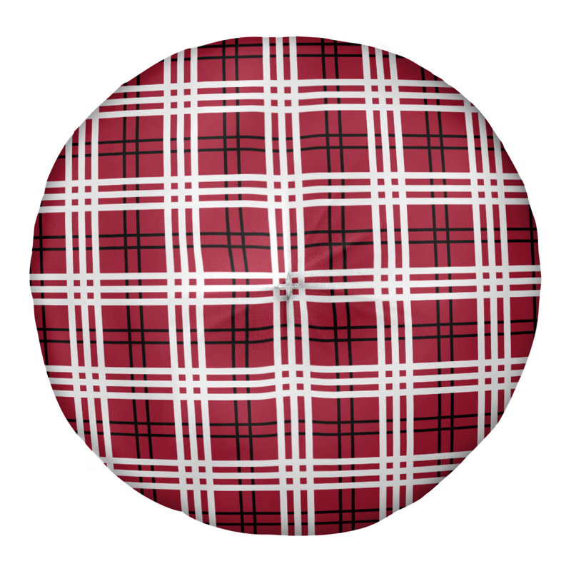 Housse de coussin ronde Atlanta football Luxury, 26 po x 26 po, Rouge / Noir / Blanc
