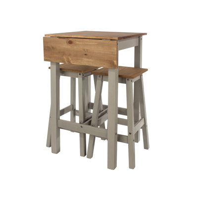 Lucian 2 - Person Tall Drop Leaf, Split Top Plank Design, High Dining Set