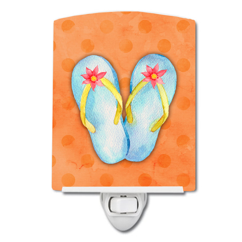 Flip Flops Polkadot Ceramic Night Light, Orange