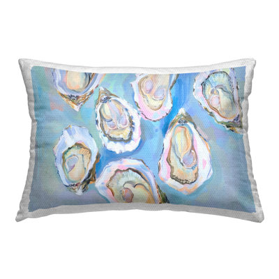 Pastel Oysters on Blue Outdoor Printed Pillow by Arlington Prints