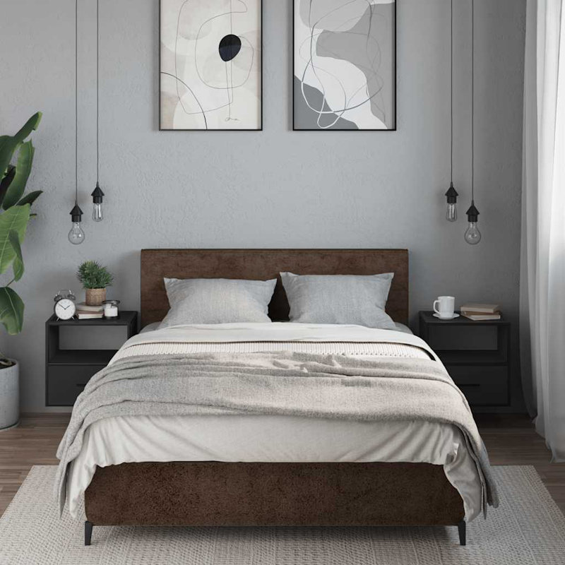 40cm W Metal Bedside Table, Black