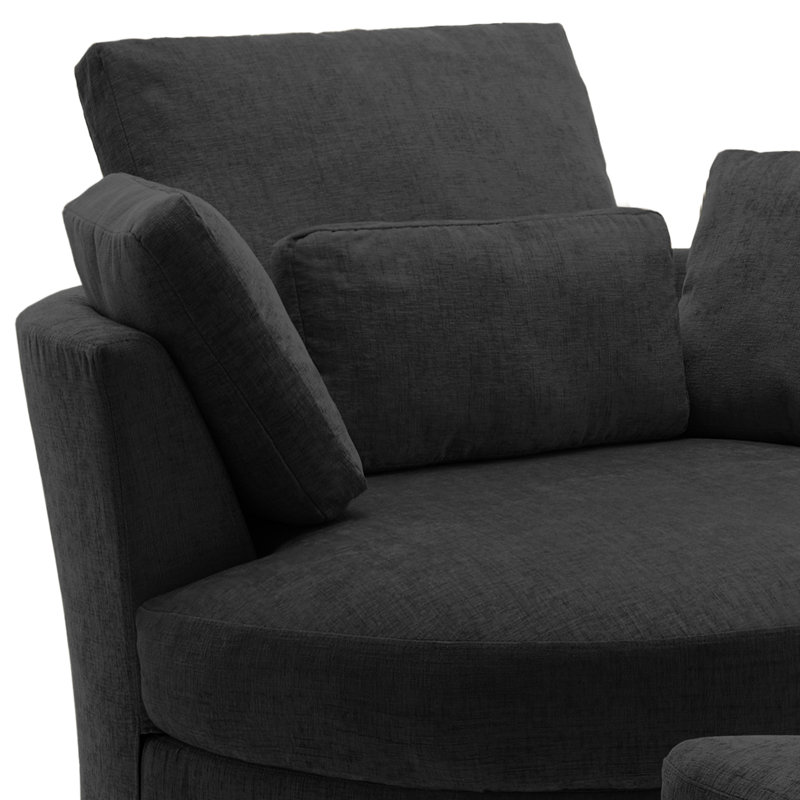 Fauteuil pivotant rembourré avec coussins Niama, Mélange de polyester noir / polyester