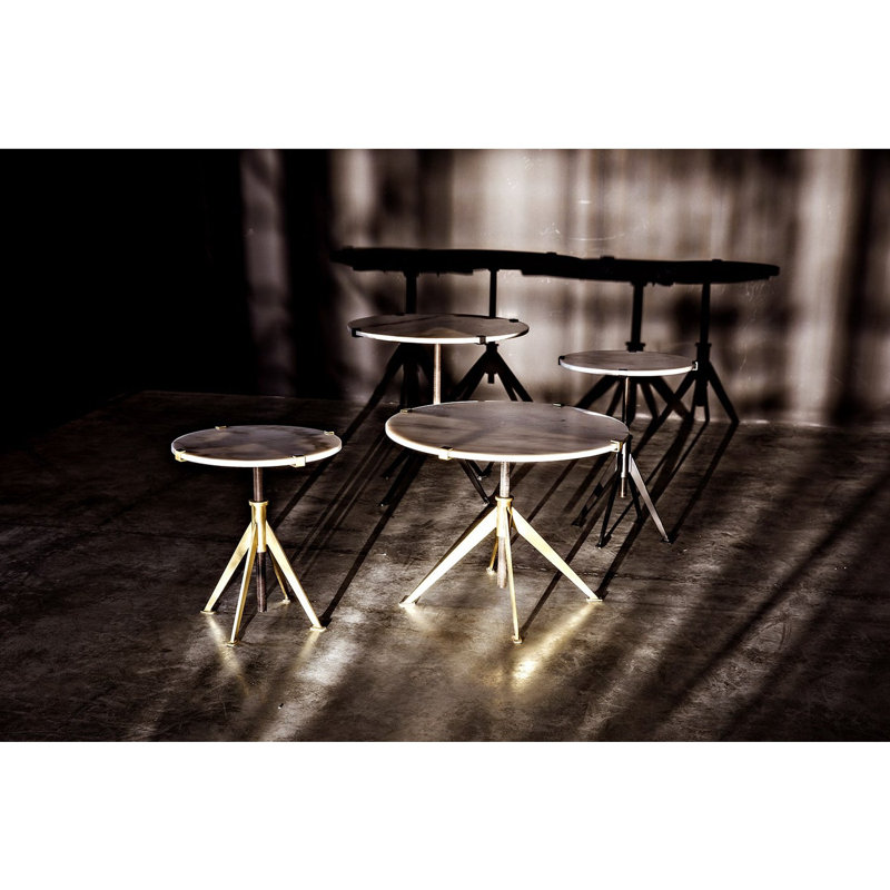 Edith Marble End Table, Antique Brass