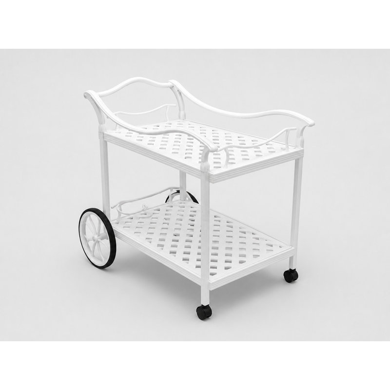 Chariot à thé blanc en aluminium pour l'extérieur