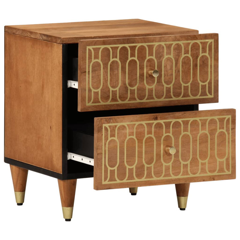 40cm W Solid + Manufactured Wood Bedside Table, Brown