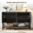 Pomodoro Boho Rattan Sideboard With 4-Door And 1- Open Shelf,  Versatile Storage Cabinet-1142673808