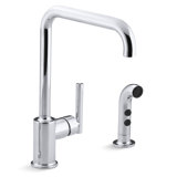 Purist® Two-Hole Kitchen Sink Faucet with 8" Spout and Matching Finish Sidespray