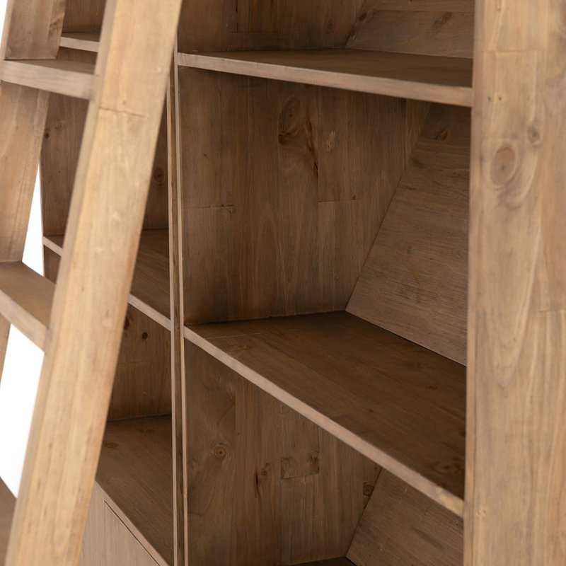Bane Solid Wood Bookcase, Smoked Pine
