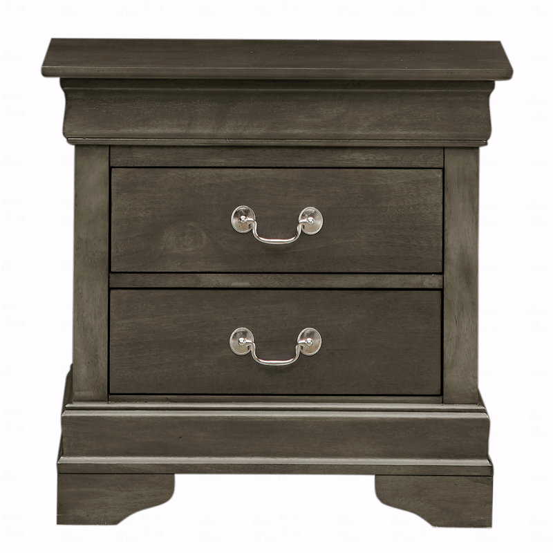 Nanhey Wooden Nightstand, Gray 1