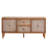 Rattan And Wood TV Stand With Storage, Mid Century Design For Modern And Boho Living Rooms, Spacious Media Console