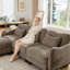 Canapé en L Chenille avec 1 repose-pieds mobile, canapé modulaire surdimensionné à 3 places avec 3 coussins de taille exquise, conception ergonomique, canapé modulaire facile à assembler pour le bureau du salon, café