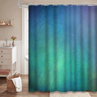 Green Colors Abstract Art Artistic Blue Shower Curtain with 12 Hooks