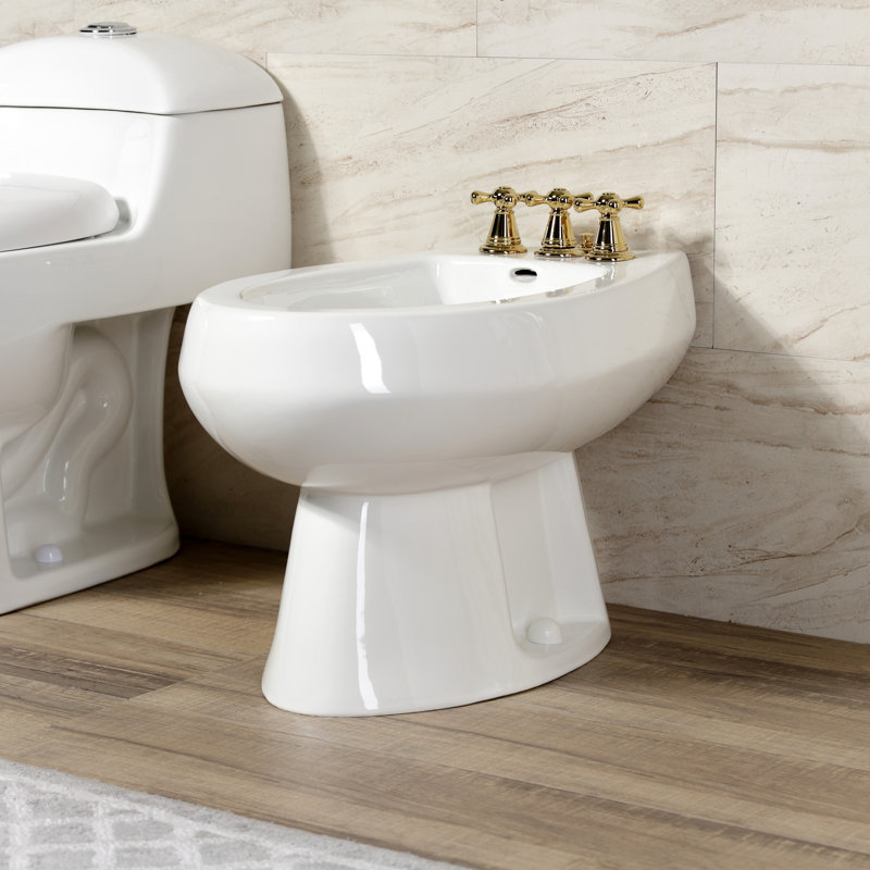 Kingston Brass Victorian Three-Handle Vertical Spray Bidet Faucet with Brass Pop-Up, Polished Brass