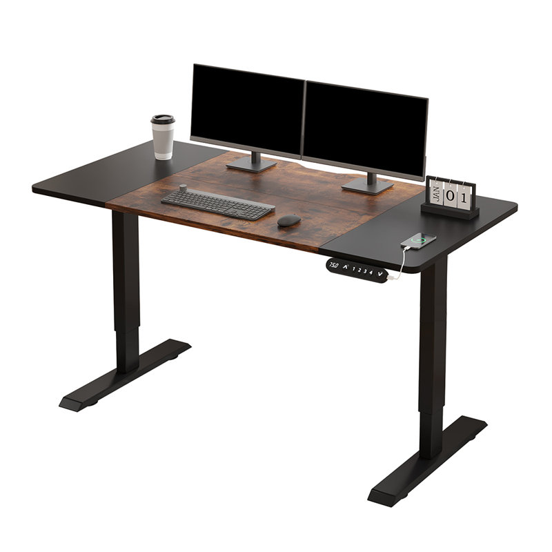 55" Height-adjustable Standing Desk, Brown/Black