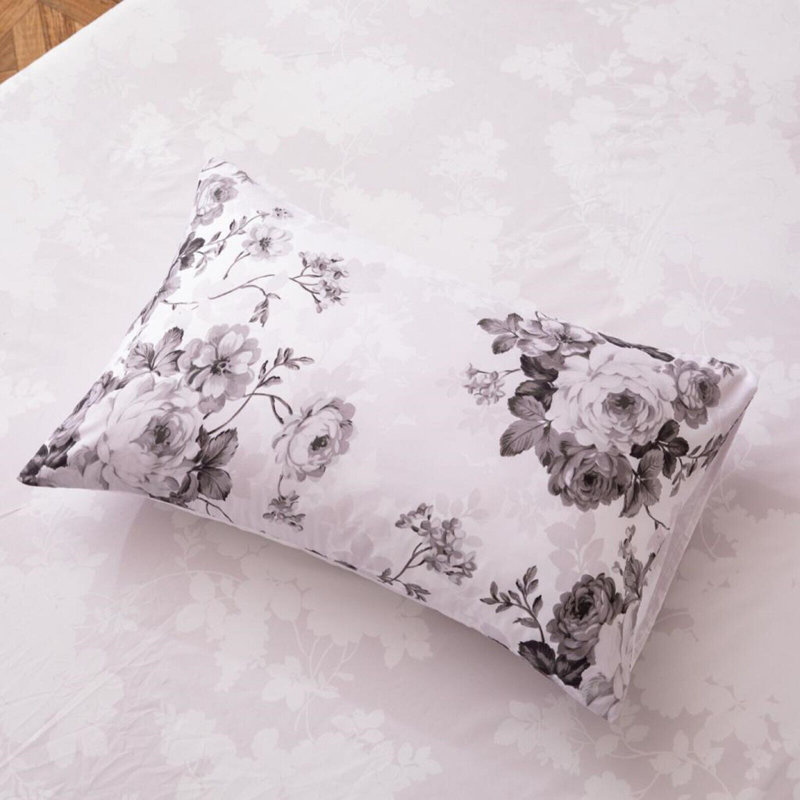 Duvet Cover Set with Pillowcases Cotton Rich Damask Pattern Bedding Soft Easy Care Wrinkle Resistant and Durable, Grey