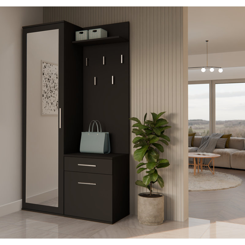 1 Door Laminate Wardrobe, Black