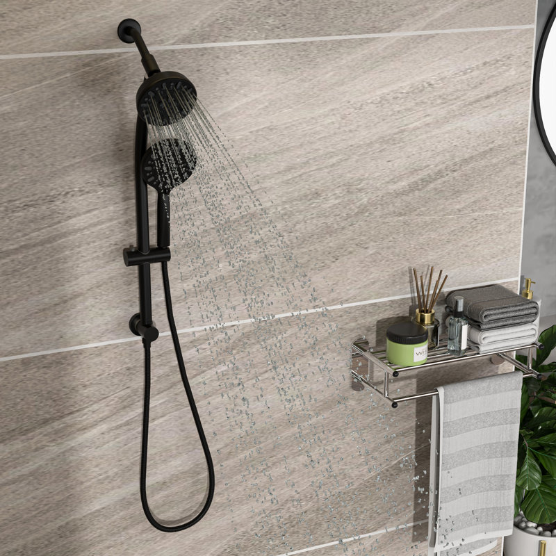 Matte Black Dual Shower Head With 4.7" Showerhead, Hand And Adjustable Parts Assembly 7, Matte Black