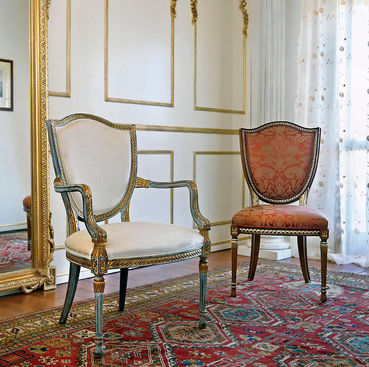 Side Chair in Brown/Red