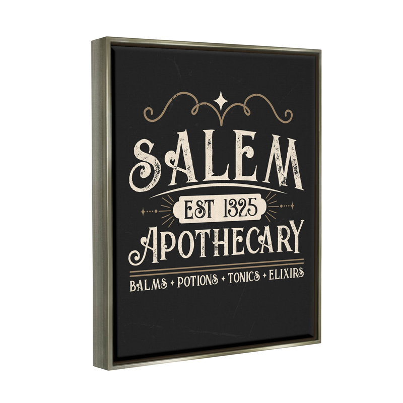 «Salem Apothecary Vintage Sign» par Angela Nickeas - art textuel sur bois, H 31 po x l 25 po x P 1,7 po