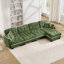 Canapé en chenille en L avec repose-pieds mobile et coussins capitonnés matelassés Chenille