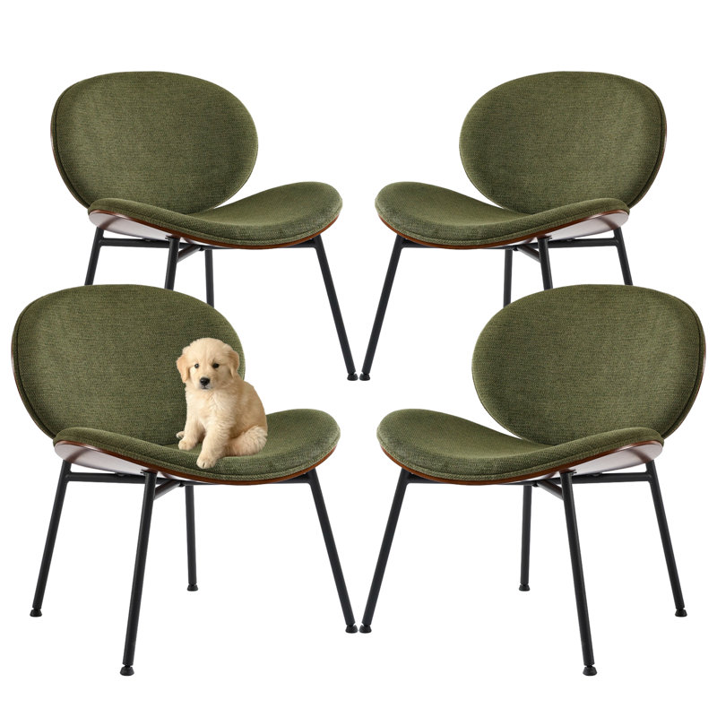 Ensemble de chaises de salle à manger Mid-Century en tissu (ensemble de 4), Vert