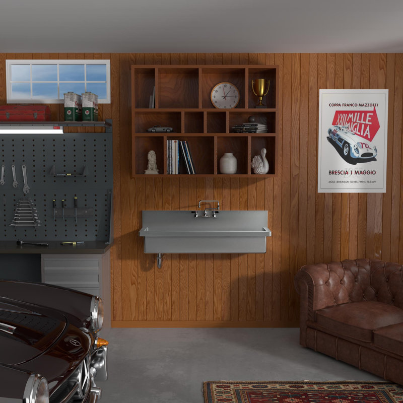 Évier utilitaire mural mural en acier inoxydable brossé de 44 po Whitehaus