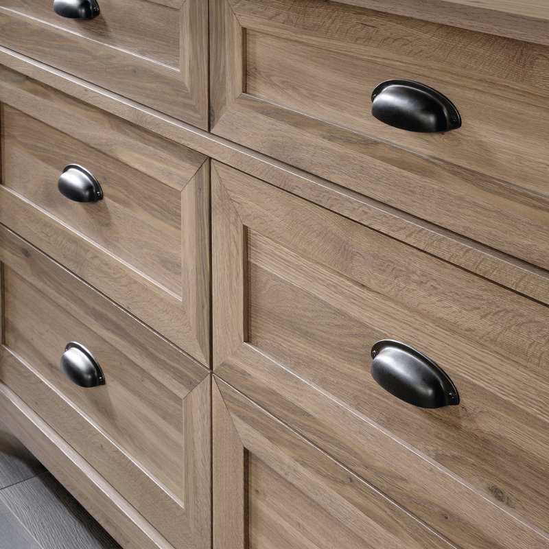 Commode Coastal avec six tiroirs spacieux, finition brune