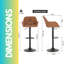Begajeta Two Adjustable Height Bar Stools, Swivel Stool, Vegan Leather, Kitchen Furniture