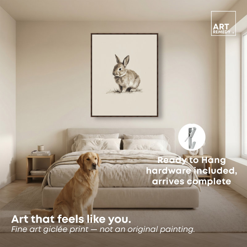 «Vellum Bunny I», reproduction d'art sur toile encadrée par Art Remedy, cadre en noyer, 36 x 45, 37"H x 46"W, Walnut Frame