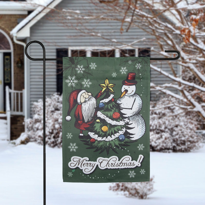 Joyeux Noël, père Noël et bonhomme de neige, drapeau du jardin, 12,5 po x 18 po