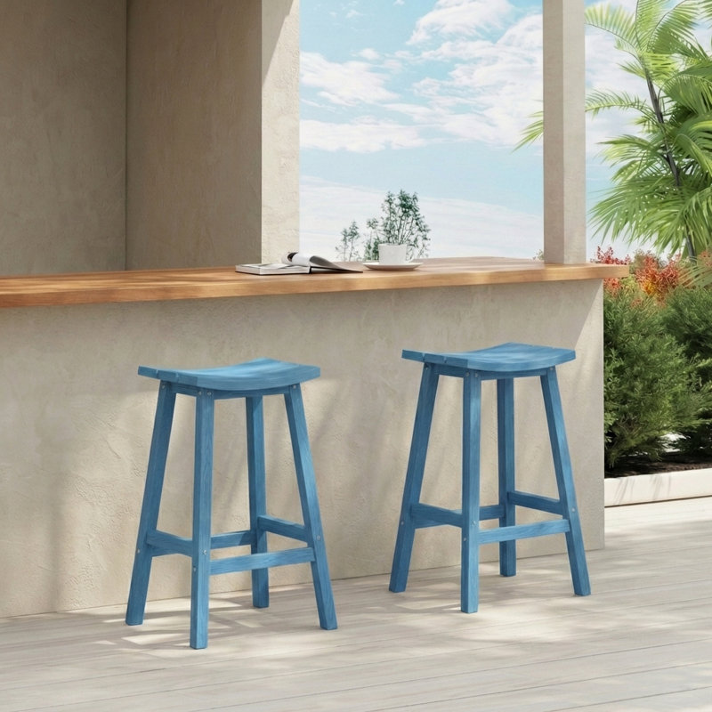 Tabouret de comptoir de cuisine Backless, Bleu pastel, 29"