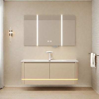 Modern light luxury cream style bathroom cabinet