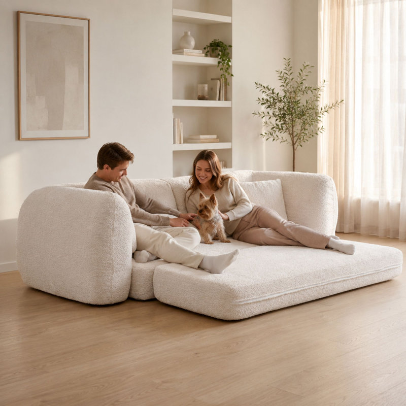 2 Seater Sofa Bed, Beige