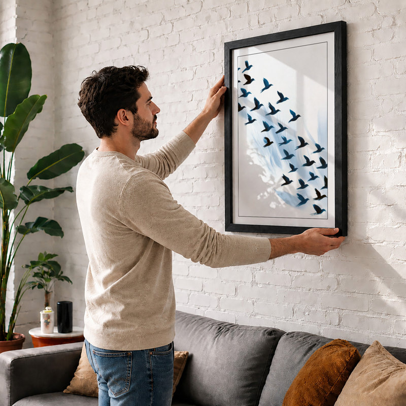 Migrating Flight Modern - Print, Oak, A3 - 42.0 x 29.7 cm