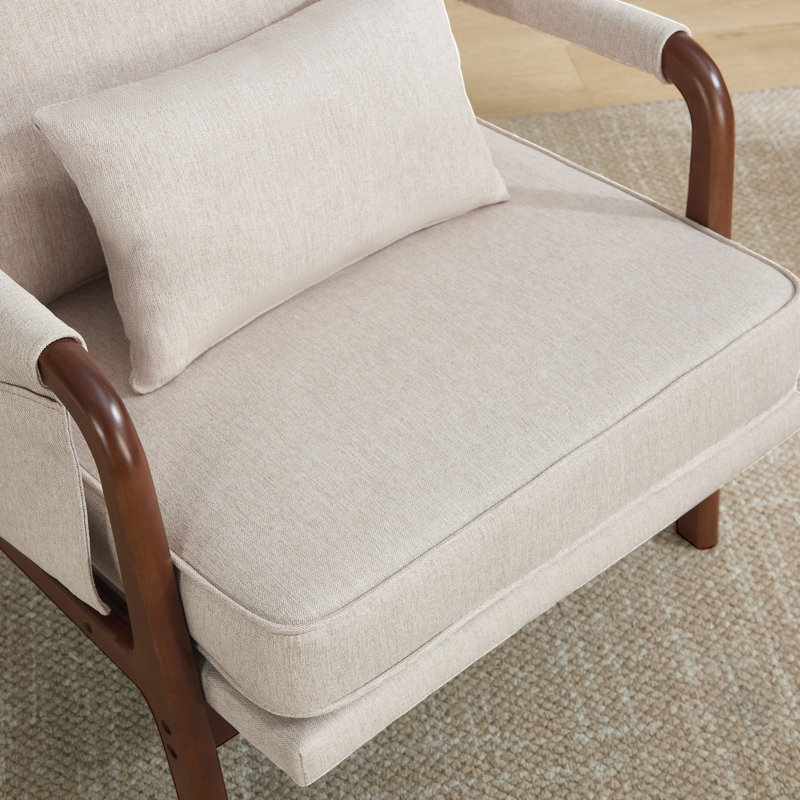 27.8'' Wide Modern Textured Microfiber Upholstered Swivel Barrel Chair, Beige, 5