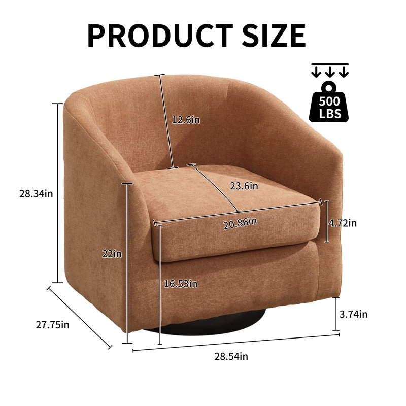 28.5" Wide Modern Soft Linen Upholstered Accent Chair with Swivel, Brown