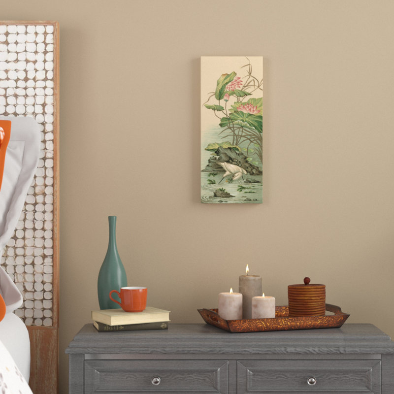 «Crane and Lotus Panel II» par Racinet, impression sur toile, H 19 po x l 8 po x P 2 po