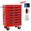 Armoire à outils en métal à 7 tiroirs en rouge et noir, acier laminé à froid, glissières à roulement, capacité de charge de 15 kg, 4 roulettes pivotantes avec chariot verrouillable, charge rouge et noire,-1064618678