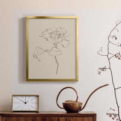 Étude de contour floral I - Toile encadrée de qualité supérieure - prête à être accrochée