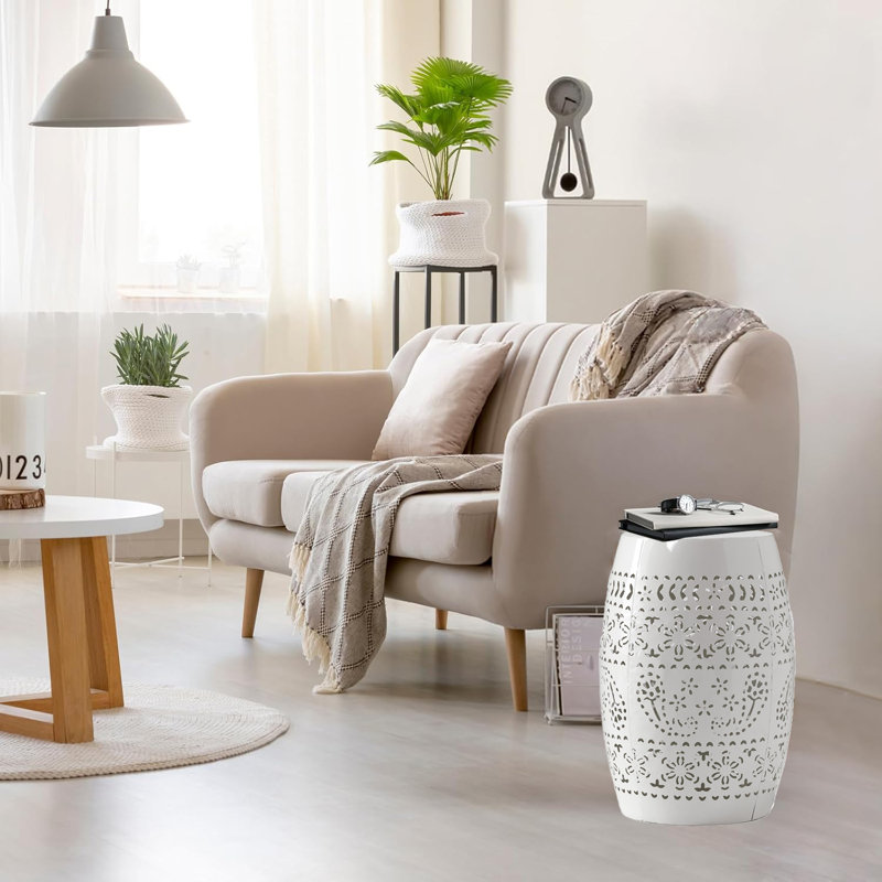 Table d'appoint 12 ", tabouret de jardin décoratif pour table d'appoint moderne, Blanc
