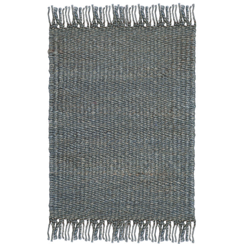 Fitzwater Natural Fiber Hand Woven Jute Striped Rug, Rectangle 4' x 6'
