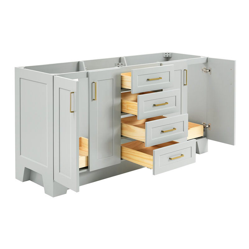 66'' Double Bathroom Vanity Base Only, Gray
