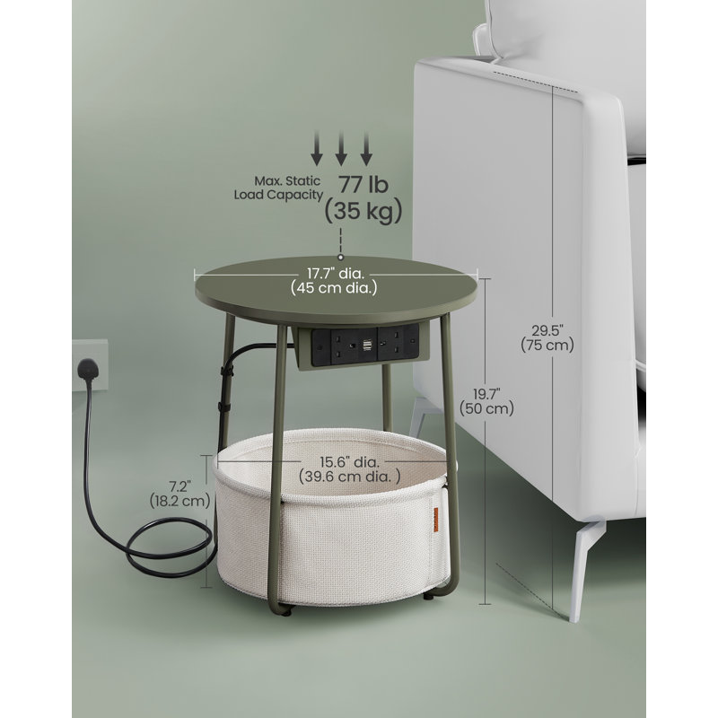 Sandris End Table with Built-In Outlets