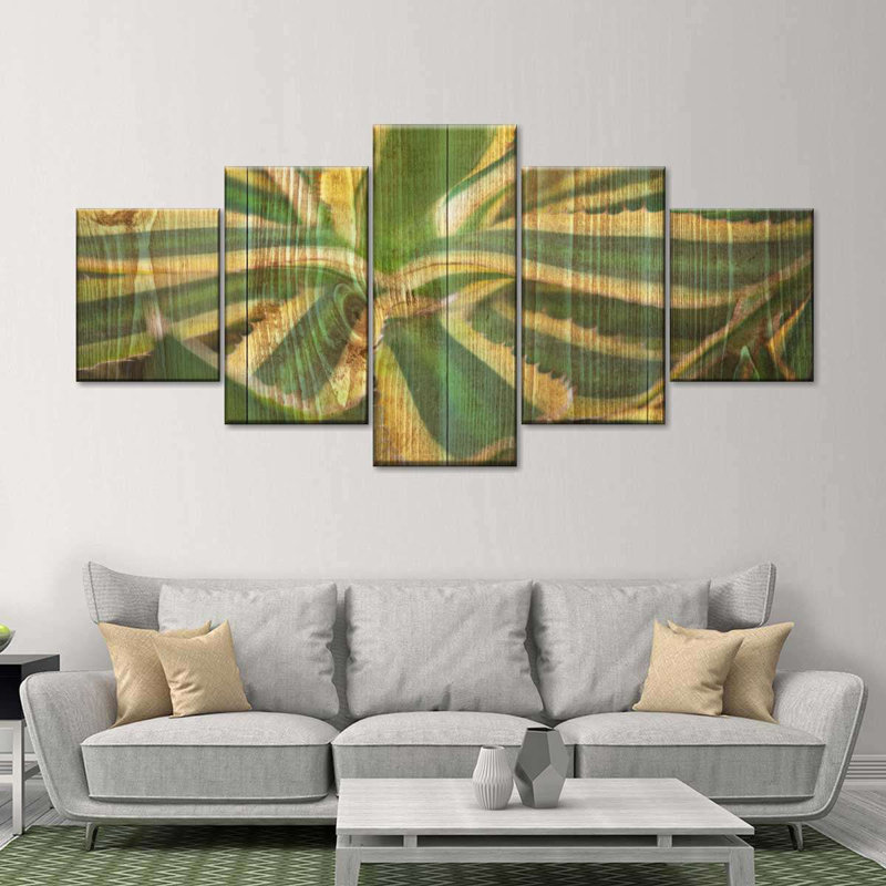" Striped Agave Succulents " by Patent Hunter 5 - Pieces, 24" H x 55" W x 1.25" D