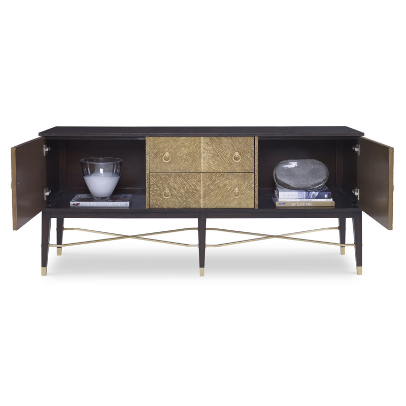 Seneca 72'' Black and Gold Wood Sideboard with Storage
